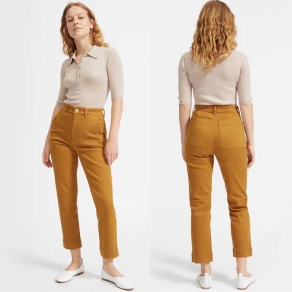 Everlane Straight-Leg Crop Barrel Jean Light Brown Mustard Carpenter Size 6 - Picture 2 of 6